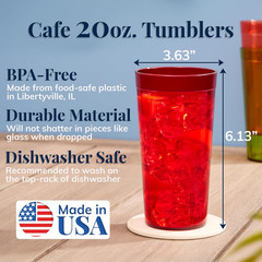 Cafe Break-Resistant Plastic 20Oz Restaurant-Quality Beverage Tumblers | Set Of