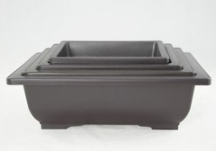 4 Mix 6.25″-10″ Rectangular Plastic Bonsai, Cactus / Succulent Pot – Dark Brown