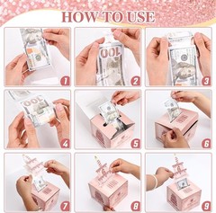 Birthday Money Pull Box for Cash with DIY Self-Adhesive Stickers for Any Age,