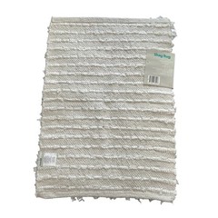 White Shag Rug 17”x24” New Shaggy Cotton Chindi Mat Soft Textured Bath Any Room