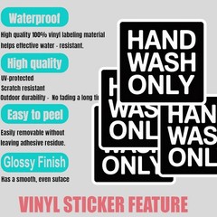 Hand Wash Only Stickers: Waterproof Hygiene Reminder Decals – 4 Piece