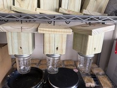 Handmade Set Of 2 Pine Carpenter Bee Traps w/ Jars and DClip Hook Free Shipping!