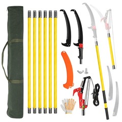 Manual Pole Saw Extendable Tree Pruner 30ft Fiberglass Pole Hook Knife