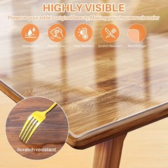 Clear Table Cover Protector 1.5mm Thick PVC Clear Table Protector Rectangle