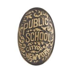 Solid Brass Pair of New York City Public School Door Knobs – 3 Finish Choices