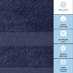 Bath Towels Navy Blue 30×56 Cotton 4/Pk Bathroom Hotel Gym Spa Absorbent X Large