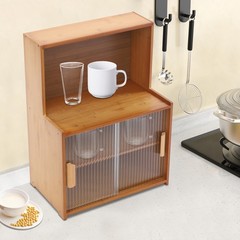 Kitchen Pantry Cabinet Small Storage Cabinet Cupboard with Sliding Glass Doors