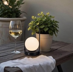 Alsy 9.8 In. Black Contemporary Rechargeable 3 Integrated LED Globe Lamp Set Of