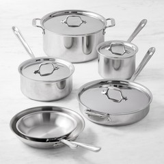 All-Clad D3® Tri-Ply Stainless-Steel 10-Piece Cookware Set, with 3-Qt. Saucepan,