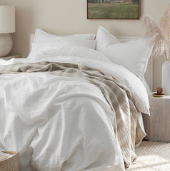 The Company store Premium Breathable Washed Linen Solid Fitted Bed Sheet