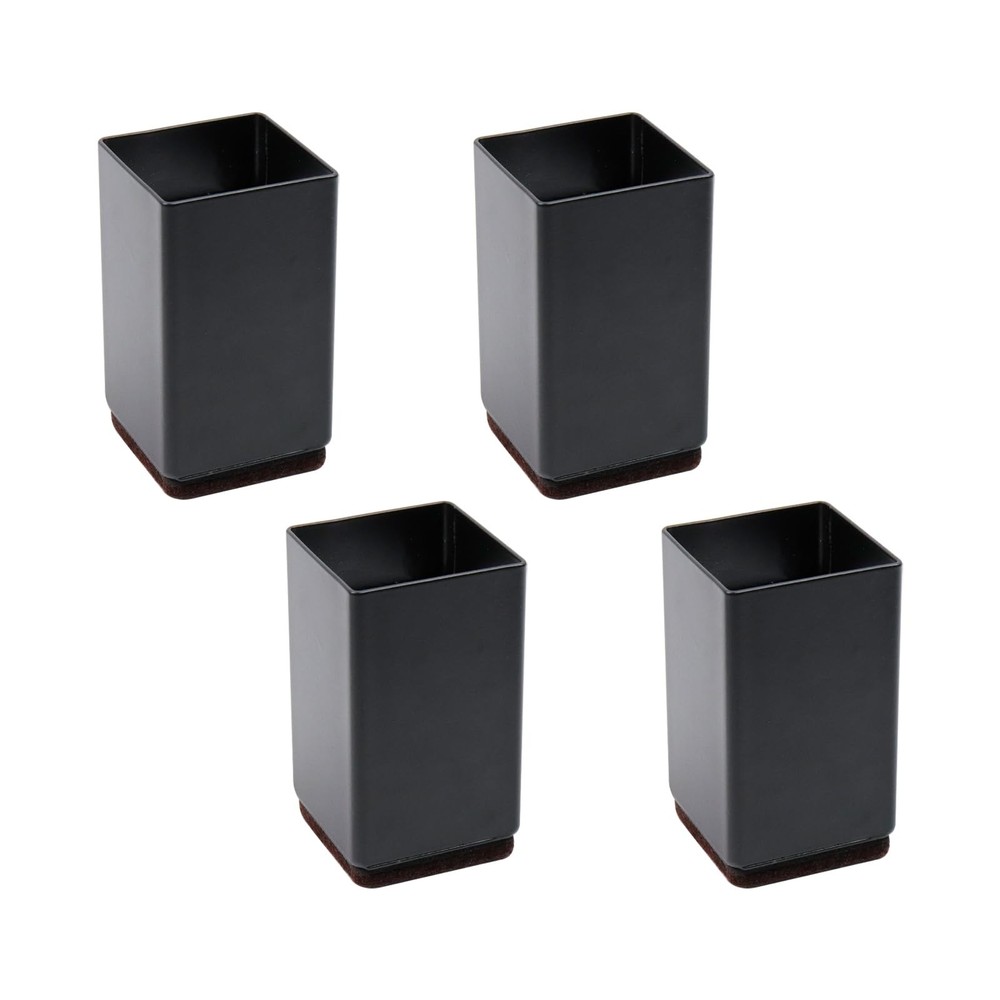 1 1/2 Inch Black Bed Risers Carbon Steel Metal Sofa Square Risers 4 Pack