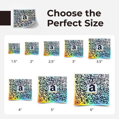 Custom QR Code Holographic Stickers 100 Pack Personalized Waterproof Business