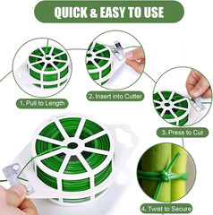 984FT Total (2 Rolls, 492FT Each) Garden Twist Ties with Cutter, Plant Ties for