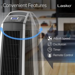 High Velocity Oscillating Tower Fan for Bedroom Garage Basement with Remote
