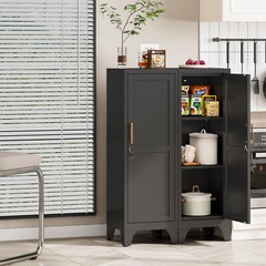 46″ H Metal Pantry Cabinet Metal Storage Locker with Door and Adjustable Shelves
