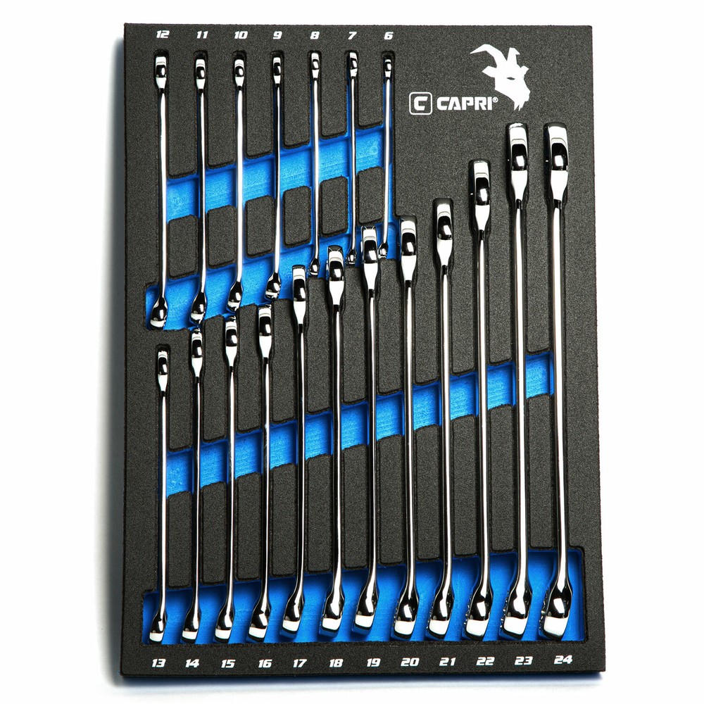 Capri Tools Combination Wrench Set, 19-Piece, Metric, Mechanic’s Tray
