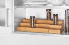 Bamboo Organizers Expandable Spice Rack, 3-Tier, 12.91-22.4×7.67×4.4 in