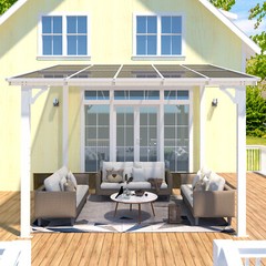 Wall Mounted Hardtop Gazebo Lean to Metal Pergola Outdoor Patio Awning Shelter