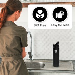 Aqua Armour Insulated Leak-proof Water Bottle W/ Straw & Twist Lids, 22 or 40oz