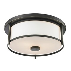 Z-Lite Savannah 2 Lt Flush Mount, 13.75×4.875″, Olde Bronze, Matte Opal – 413F14