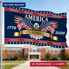 3 Ply 250 Years America Flag – Double Sided Patriotic Eagle 3 x 5 ft Anniversary