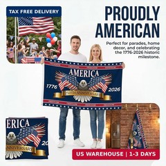 3 Ply 250 Years America Flag – Double Sided Patriotic Eagle 3 x 5 ft Anniversary
