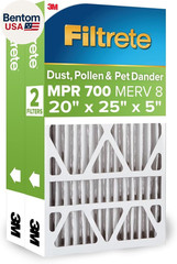 20X25X5 AC Furnace Air Filter, MPR 700, MERV 8, Fits Trion Air Bear & Carrier, D