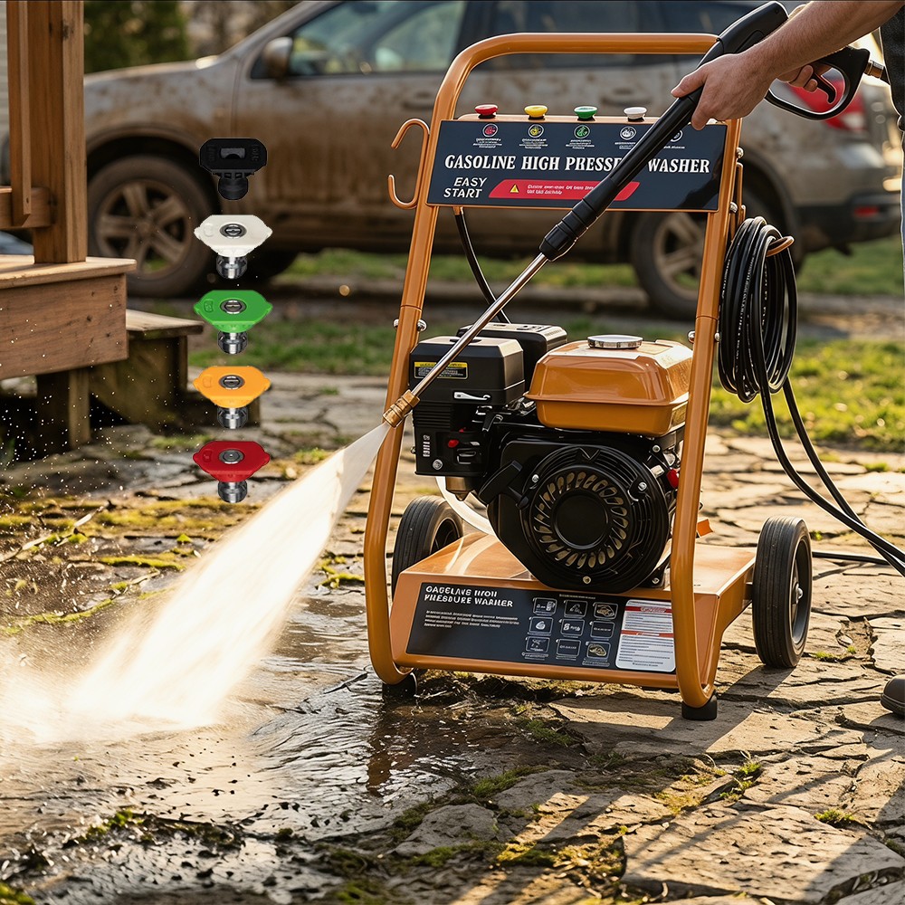 3950 PSI Gas High Pressure Washer 5 Nozzles Gas Powered Washer 2.6 GPM 212cc