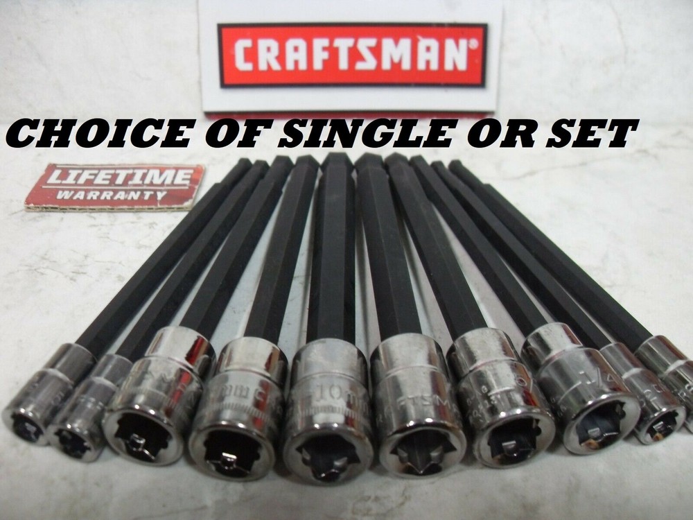 NEW CRAFTSMAN SAE METRIC BALL END LONG HEX KEY RATCHET SOCKET BIT SINGLE OR SET