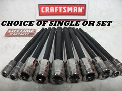 NEW CRAFTSMAN SAE METRIC BALL END LONG HEX KEY RATCHET SOCKET BIT SINGLE OR SET