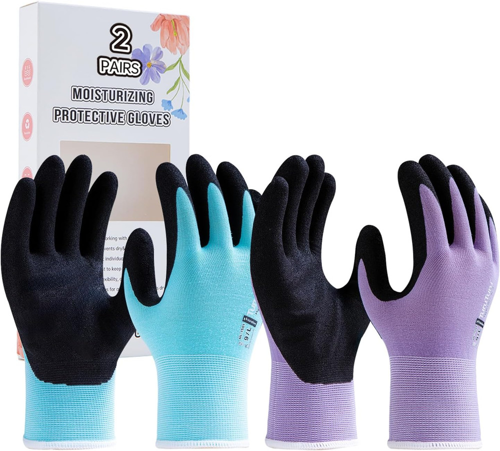 Gardening Gloves for Women, 2 Pairs, Hyaluronic Acid Moisturizing Gloves, Breath