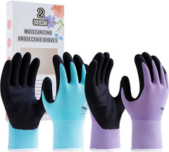 Gardening Gloves for Women, 2 Pairs, Hyaluronic Acid Moisturizing Gloves, Breath
