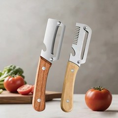 Stainless Steel Vegetable Peeler Kitchen Tool Wooden Handle Slicing Fruit Potato