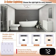 4-in-1 Bathroom Exhaust Fan with Bluetooth Speaker 1800W Dual Heater 180 CFM