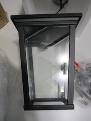 12.5 in. Modern Black Indoor/Outdoor Small Pendant 1-Light Clear Glass Lantern