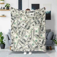 Money Throw Blanket 100 Dollar Bill Cozy Decor Nap Cash Sofa Couch 40×50 Inch