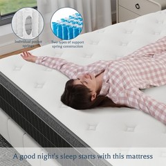 10/12/14 Inch Gel Memory Foam Hybrid Spring Mattress Twin Full Queen King In Box