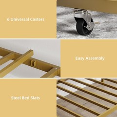 Metal Daybed Frame Twin Size with Headboard Heavy Duty Slats Platform Sofa Bed