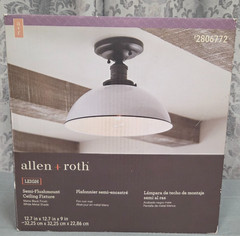 allen + roth Leigh 12.5-in Matte black Indoor 1 -Light Semi-flush Mount Light Me