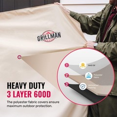 Grillman Grill Cover BBQ Outdoor Grill Covers Charcoal Gas Grills Tan, 58 in