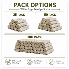 White Sage Smudge Sticks 4″ Bulk 25/50/100 Pack Cleansing Wands California Sage