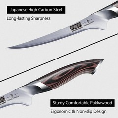 HOSHANHO Fillet Knife 7-Inch High Carbon Steel Japanese Fish Knives with Sheath