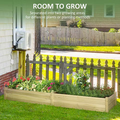 96 In. L X 24.25 In. W X 10.75 In. H Natural Fir Wood Raised Garden Bed with Dua