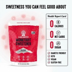 3 Packs Lakanto Classic Monk Fruit Sweetener with Erythritol 8.29 oz BB 10/2028