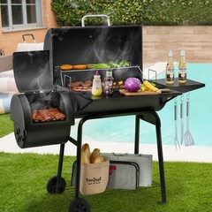 Royal Gourmet Charcoal Grill 30 IN Barrel with BBQ Cover Outdoor Backyard Patio