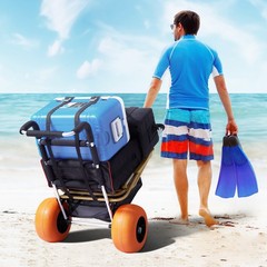 VEVOR Beach Sand Cart Beach Wagon for Sand 12 in Foam Wheels Beach Gardening