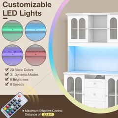 73” Tall Kitchen Pantry Storage Cabinet with LED Lights and Power Outlets