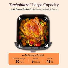 Cosori 9-In-1 Turboblaze Air Fryer 6 Qt, Premium Ceramic Coating, 90°–450°F, Pre