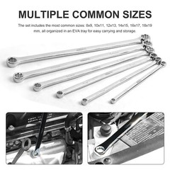 Extra Long Box End Wrench Set, Metric Durable Aviation Spanner 6PCS CRV 8 – 19mm
