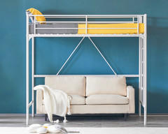 Loft Bed Twin Size with Flat Ladder Rung for Kids Teens Adults Heavy Duty Metal